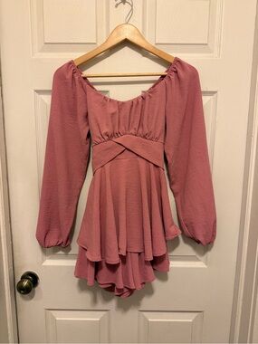 Altar'D Space Rose Long-Sleeve Mini Dress